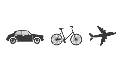 Transportation Icons on White Background