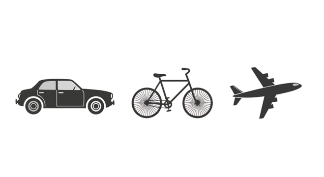 Transportation Icons on White Background