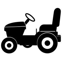 A riding lawn mower silhouette, showing the seat, steering wheel, and four wheels clearly defined.