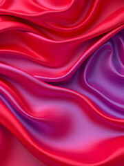 Fototapeta premium 3D render of flowing red and blue silk fabric in dramatic, undulating folds.