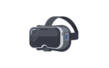Fototapeta premium A modern virtual reality headset shown from a side angle, depicted in a flat vector illustration style against a plain white background.