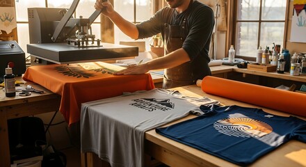 Artisan Heat Press: Custom T-Shirt Printing in a Sunlit Studio