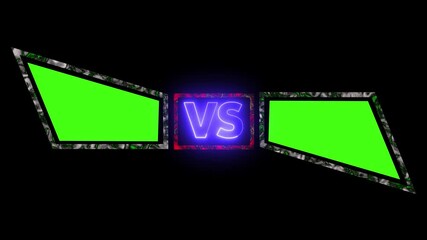 Neon glowing VS bars animation with smoky effects for multiplayer team.Neon line VS versus bars neon animated versus vs bars neon multiplayer co op team with smoky black background 4k looping