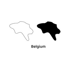 Outlined and filled map of belgium in black and white for educational materials, travel blog, presentations, or graphic design projects.