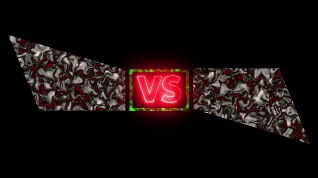 Neon shine VS versus bars neon animated versus vs bars neon multiplayer co op team with smoky match sport challenge game sign symbol on black background.smoky black background 4k looping - Powered by Adobe
