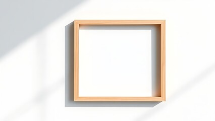 Slim wooden frame on a textured white surface, showcasing natural shadows and minimalist design.
