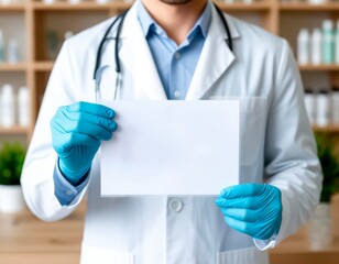 doctor holding blank card