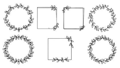 Set of decorative floral frames