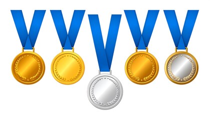 Set of gold, silver, and bronze medals (1)