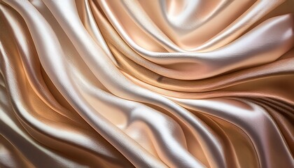 Fototapeta premium Light Soft Pale Pastel Brown Gold Golden Beige Nude White Abstract Background Shiny Silk Fabric Metallic Shine Light Reflection Design