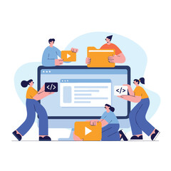 Man writing document at desk with browser window for online work and home office productivity is shown