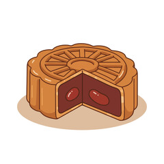 Traditional Chinese Mooncake with Red Bean Paste Filling.