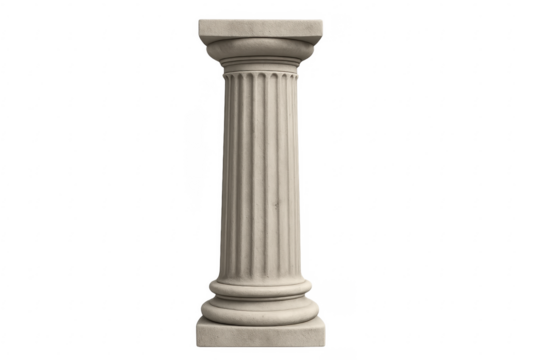 Ancient architectural doric column on a transparent background