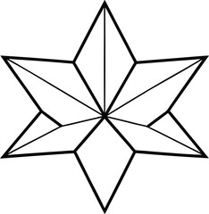 A shiny black and white star icon illustration that's a perfect Christmas decoration symbol vector design