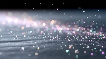 Silver Bokeh Glitter Texture with Glowing Light Festive Background