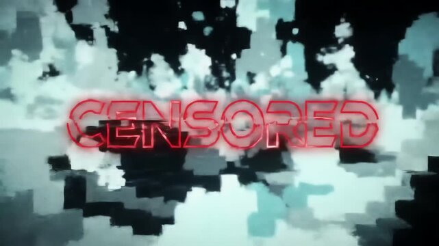 censored red neon text glitch abstract background