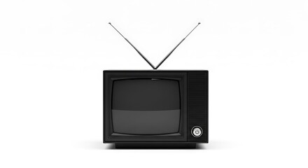 Retro Television Set: Black and White Nostalgia with Antennae