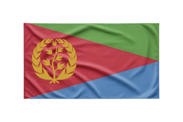 Eritrean flag waving proudly, showcasing national colors and emblem for patriotic projects and Eritrean cultural celebrations