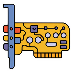 sound card device technology cartoon flat color vector illustration template design