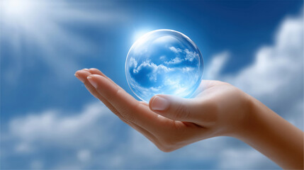 Holding a reflection of the sky in an open hand