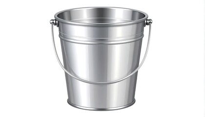 Shiny metal bucket isolated on white