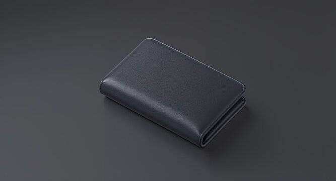 A Dark Grey Leather Wallet on a Dark Background