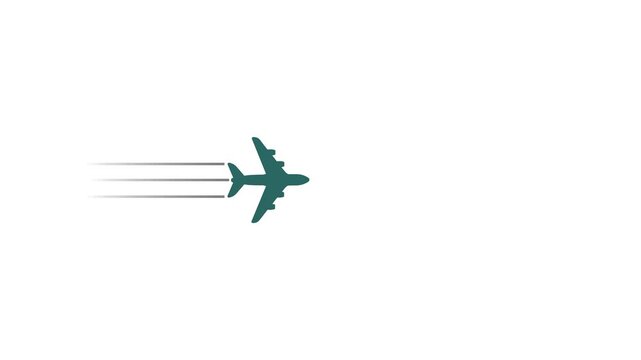 Glowing Simple plane icon, flay icon animation concept, simple flat plane animation. Airplane line path animation, Travel on airplane location map. Plane path nimation. Motion graphic design. 4k
