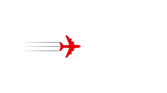 Glowing Simple plane icon, flay icon animation concept, simple flat plane animation. Airplane line path animation, Travel on airplane location map. Plane path nimation. Motion graphic design. 4k