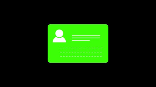 Colorful ID Card Icon Animation. 4k video motion. ID card icon animation on color screen. id card icon vector. National id, identification card, voter id.