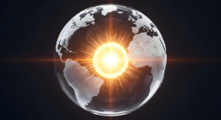Crystal Earth with a Glowing Core