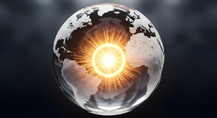 Crystal Earth with a Glowing Core