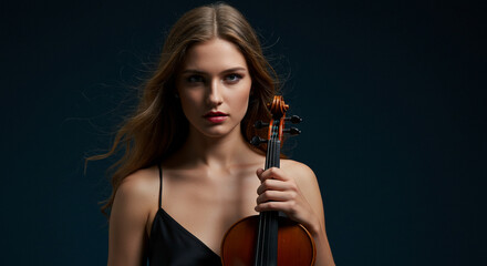 Beautiful young woman with violin 