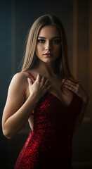 Hot elegant woman captured under moody cinematic tones