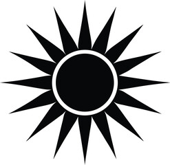 Abstract vector illustration of a sunny summer flower icon, a yellow and orange sun symbol with a floral ornament design