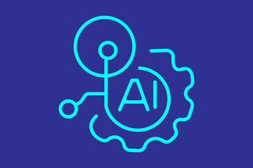 AI Notebook Icon.documentation icon. suitable for websites, applications, user interfaces, printables, etc. line icon style, dark blue color combination. simple editable vector design