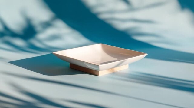 Minimalist square bowl still life with shadow overlay neutral color palette