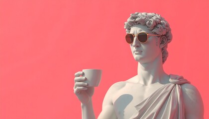 Ancient Sculpture with Modern Coffee
