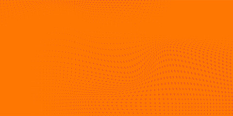 Fototapeta premium Abstract orange color dots halftone pattern gradient texture in background. Summer theme. Technology digital concept. Vector illustration simple design.