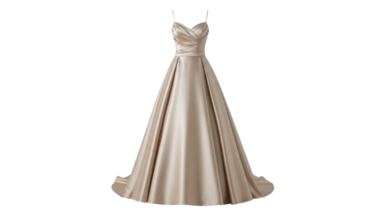 Elegant satin gown for special occasion isolated PNG with Transparent Background