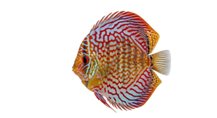 Colorful Discus Fish with Red and Blue Pattern isolated PNG with Transparent Background