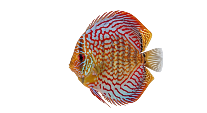Colorful Discus Fish with Red and Blue Pattern isolated PNG with Transparent Background