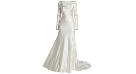 Elegant long sleeve bridal gown isolated PNG with Transparent Background