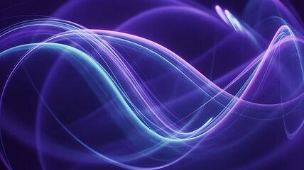 Dynamic abstract light waves flowing through deep purple space