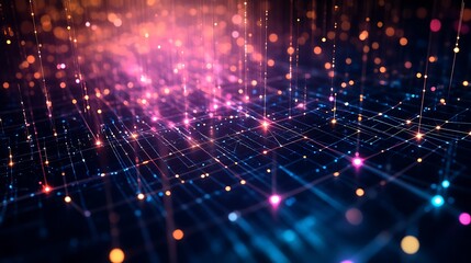 Obraz premium Abstract network visualization of machine learning algorithm flow and data connections