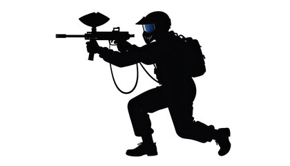 Silhouette of a paintball player