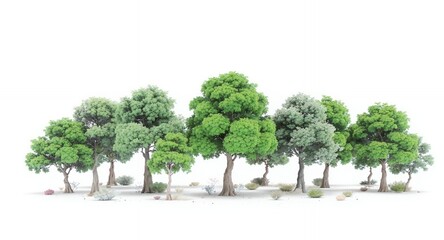 Trees against a white backdrop