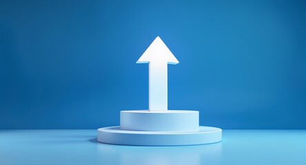 Upward Arrow on a Podium - Symbol of Growth, Success, and Progress