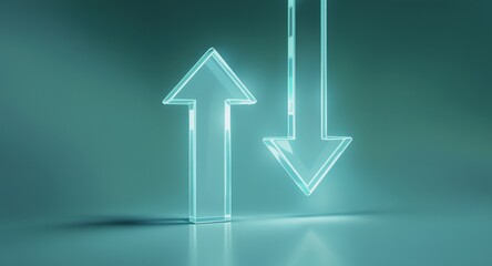 Up and Down Arrows, Glowing Blue, Business and Technology Icon