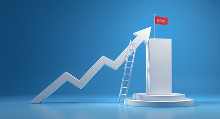 Visualizing Growth and Success Concept - Arrow Climbing to Goal