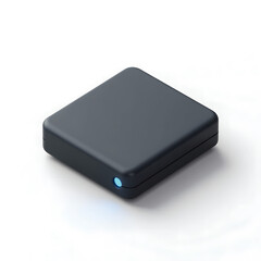 Fototapeta premium 3D Mini Cute Icon of an External Hard Drive in Black with Blue Indicator Light on a Plain Background Representing Computer Data Storage